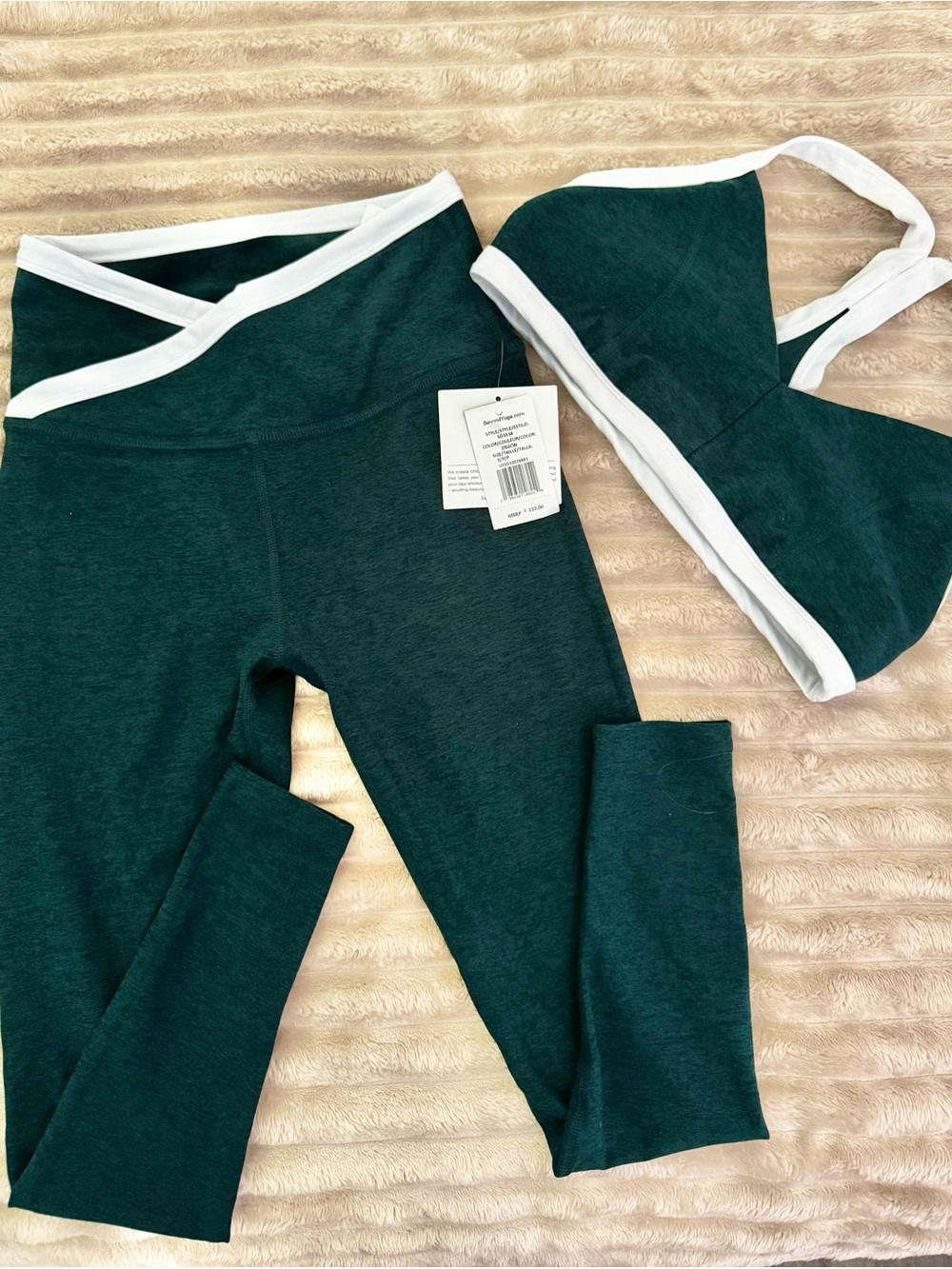 Beyond Yoga Dark Green Leggings & sports bra set